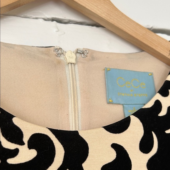 Black and Cream Patterned CeCe Mini Dress - Picture 2 of 8